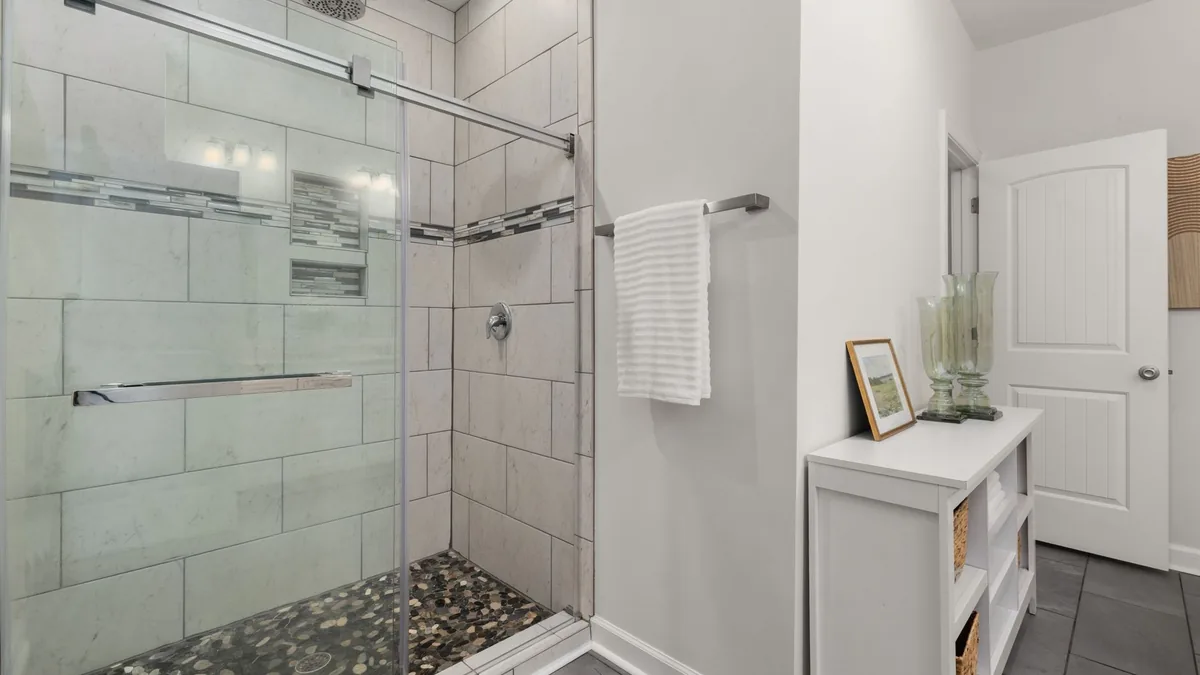 Newly tiled shower during a shower remodel in St. Paul, MN